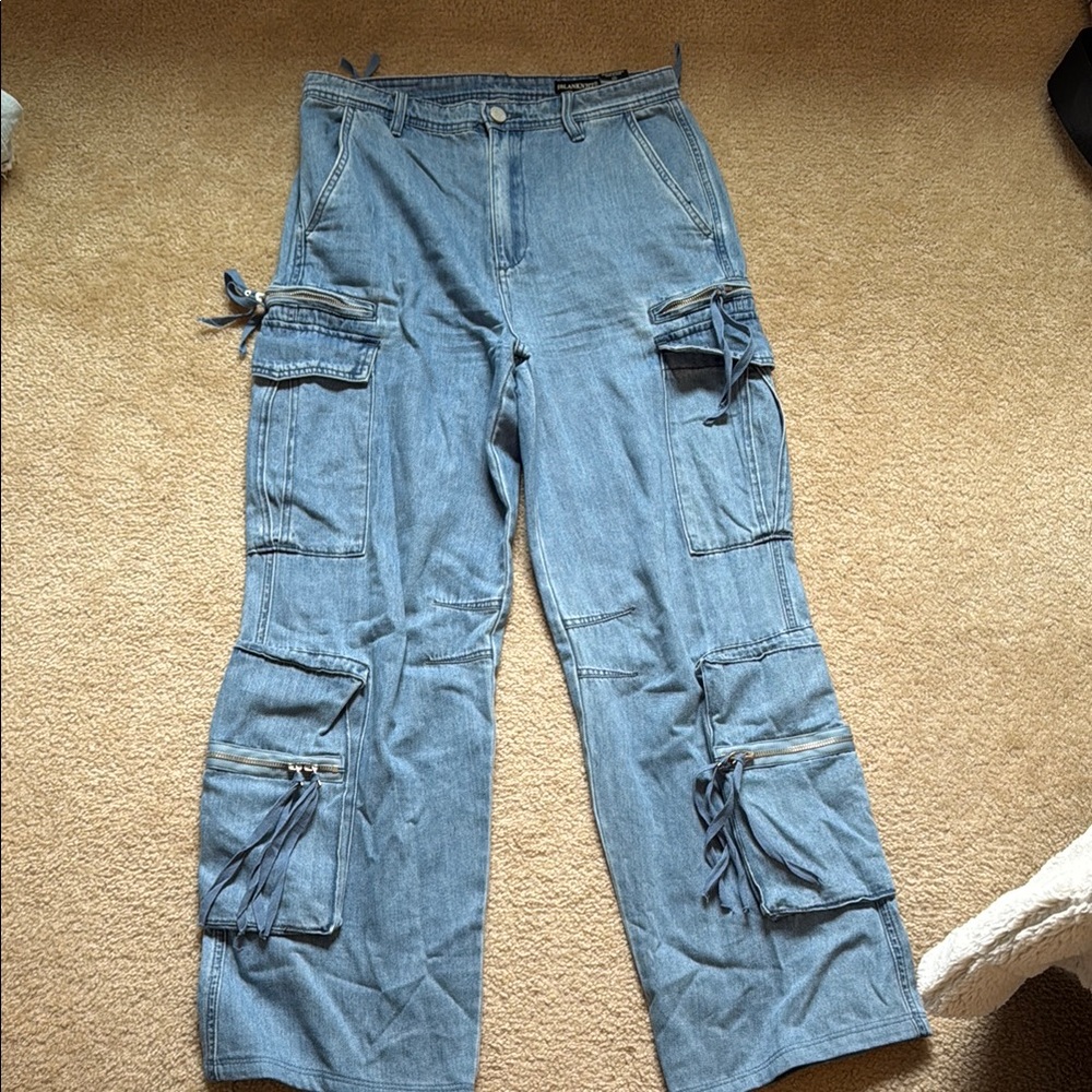 Women's Blue Cargo Jeans